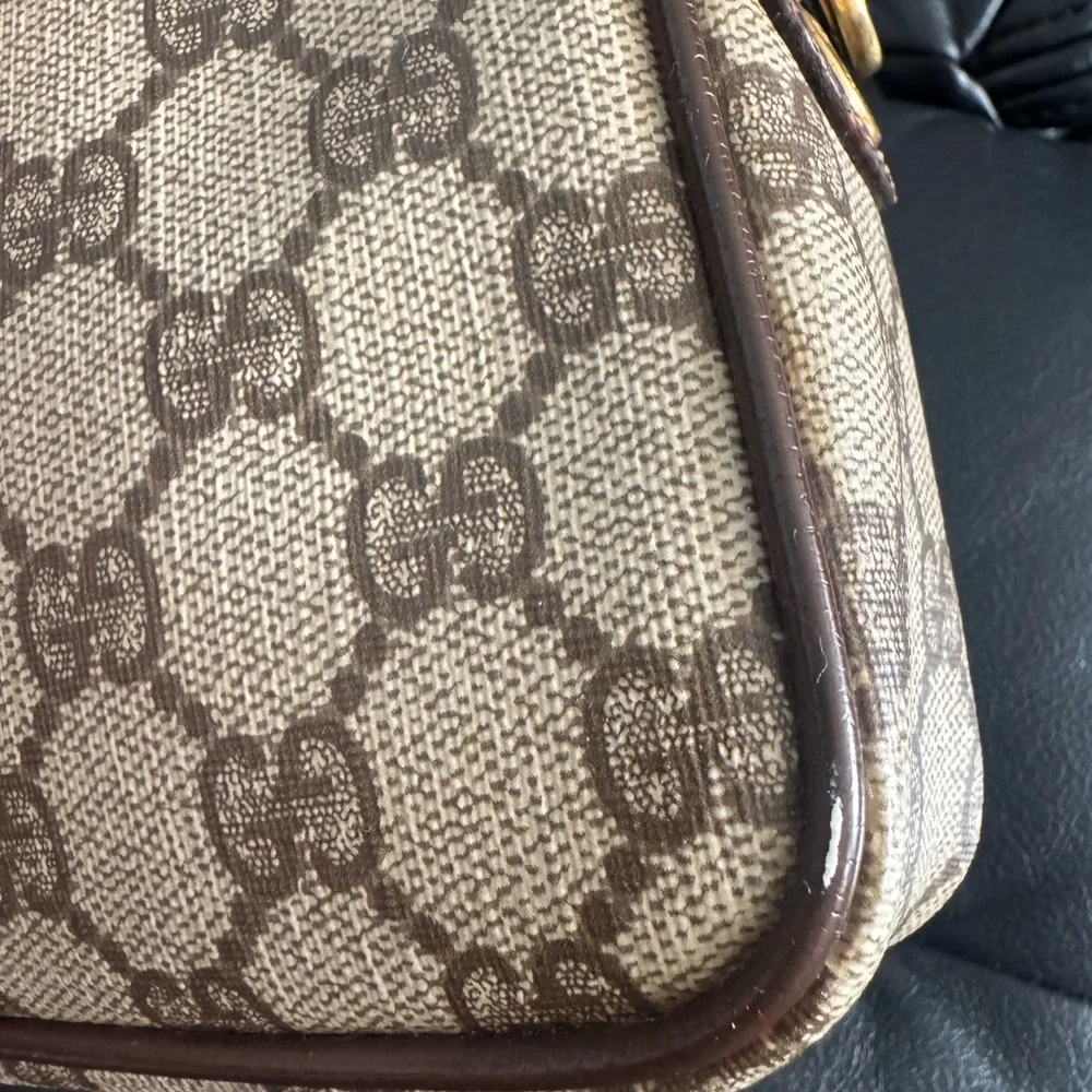 Gucci Beige and Brown Monogram Pouch Preloved Used - Picture 17 of 17